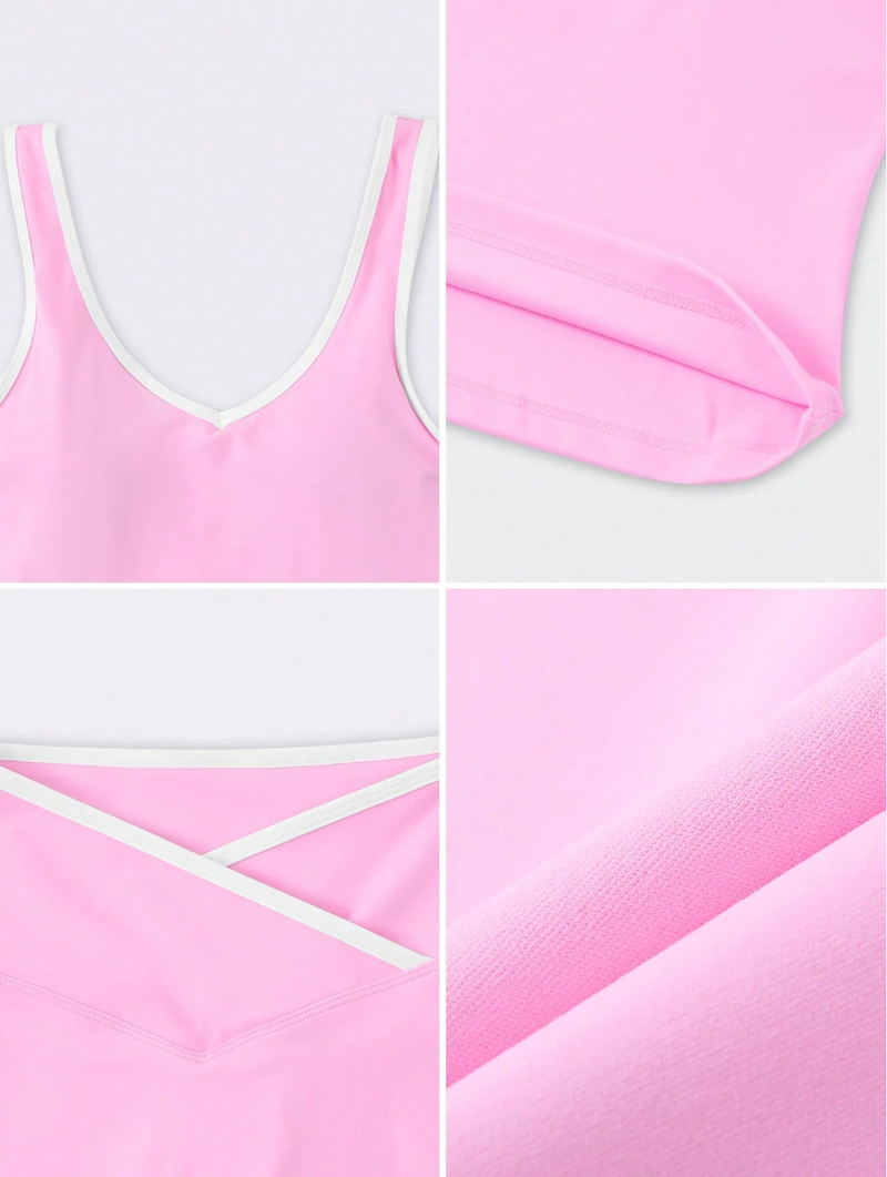 Conjunto Deportivo Azalea — Top Color Block y Pantalón Flare