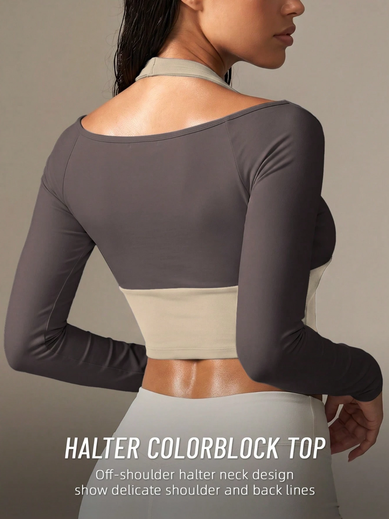 Top Halter Manga Larga Lirio — Crop Deportivo
