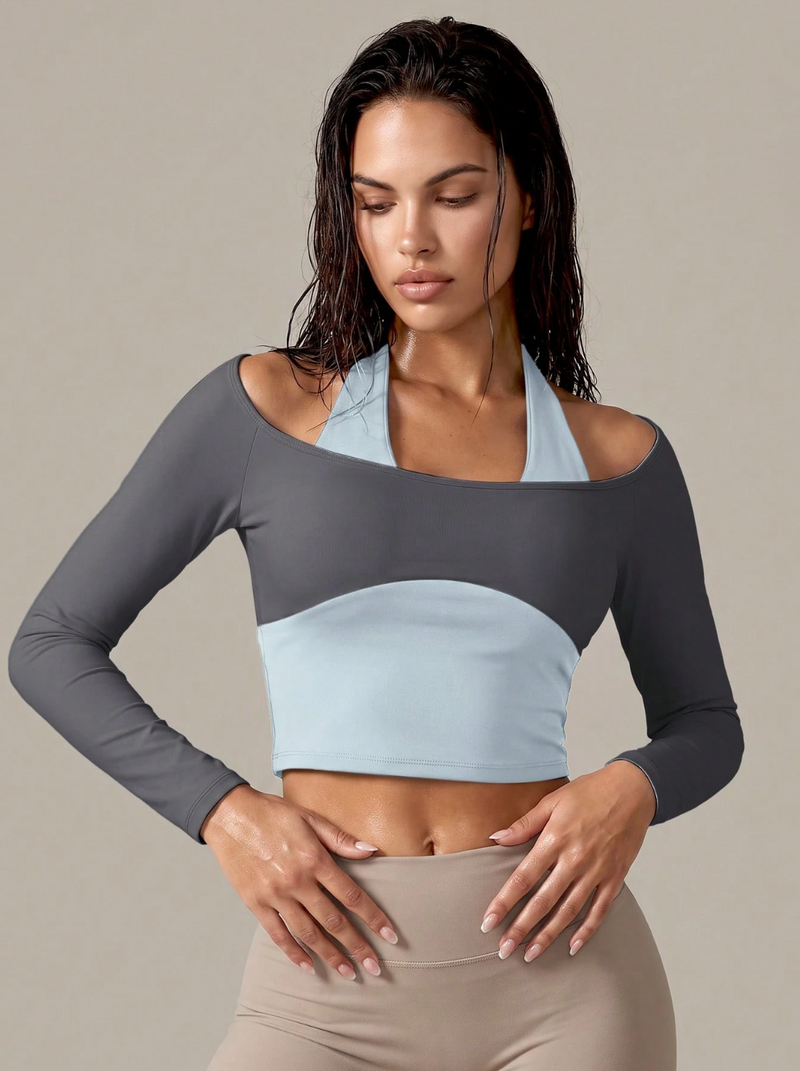 Top Halter Manga Larga Lirio — Crop Deportivo